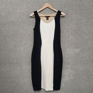 SHAPE FX Women's White Black & Beige Knee Cap Length Dress Size 8